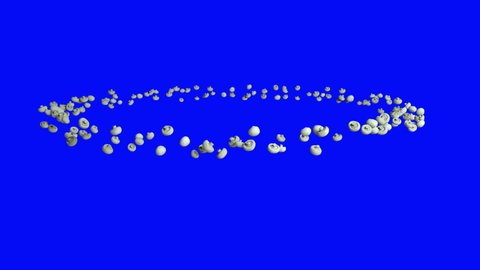 White Mushroom flying in circle, upper view, seamless loop, Blue Screen Chromakey