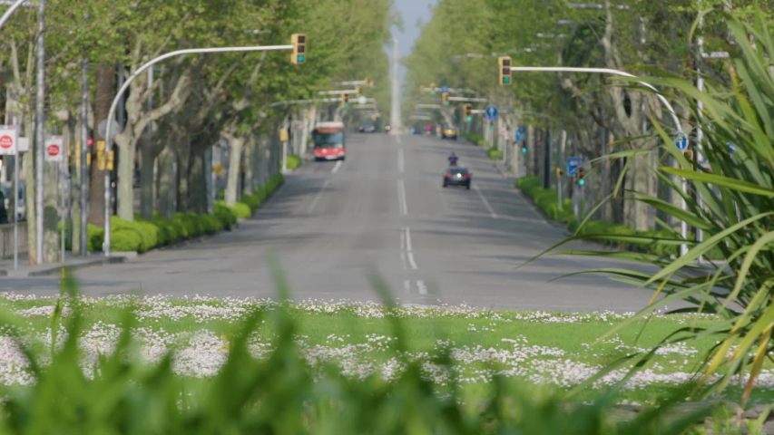 Bautiful spring view of Diagonal Avenue in Barcelona 