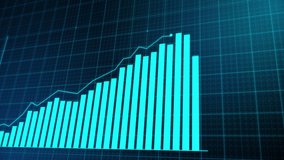Digital blue bar chart with growing business concept. Hi-tech style technology chart with a grid. Camera movement with depth of field. 4K resolution animation. - Powered by Shutterstock - Get 15% off with code: PIKWIZARD15