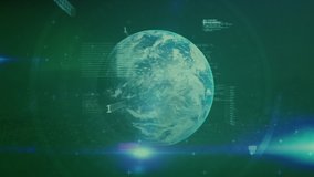 Animation of statistics, data processing over globe spinning and red dices tumbling. Coronavirus Covid-19 pandemic concept digital composite - Powered by Shutterstock - Get 15% off with code: PIKWIZARD15