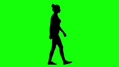 Fit Woman Walking Green Screen Silhouette