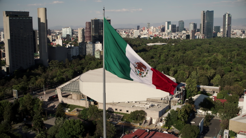 bandera de mexico cdmx cinematic drone Stock Footage Video (100% ...