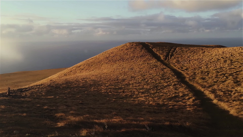 Panoramic View From Maunga Terevaka Volcano, Highest Point of Easter Island, Rapa Nui, Chile 