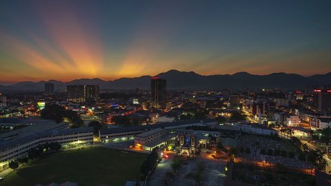 IPOH,22.1.2020 - Time Lapse Of Ipoh City Skyline Overlooking Cityscape. Motion Time Lapse.HD