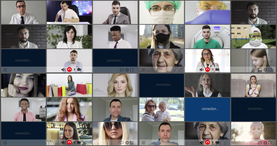 Multiscreen (36 screens) on smiling multiethnic people with generational diversity. Joy, carefreeness, happiness of children adult and old people.  | Shutterstock HD Video #1052409550