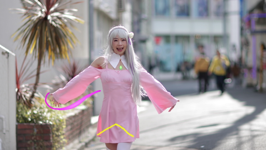 Looping animation of Funky dressed up Japanese female in Harajuku, Tokyo, Japan Royalty-Free Stock Footage #1052410210