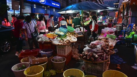 Bangkok, Thailand - May 12, 2020 : Bang Rak night market street market on covid-19 quarantine at Bangkok