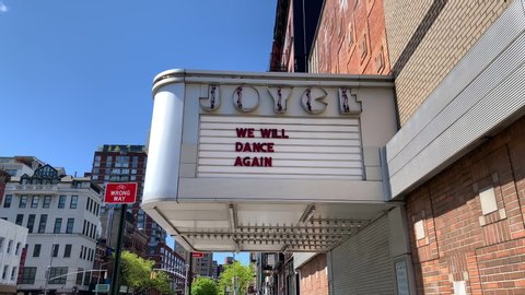 New York City, New York, USA, May 9, 2020, We will dance again marquee of Joyce Theater during Corona Virus, Covid19 