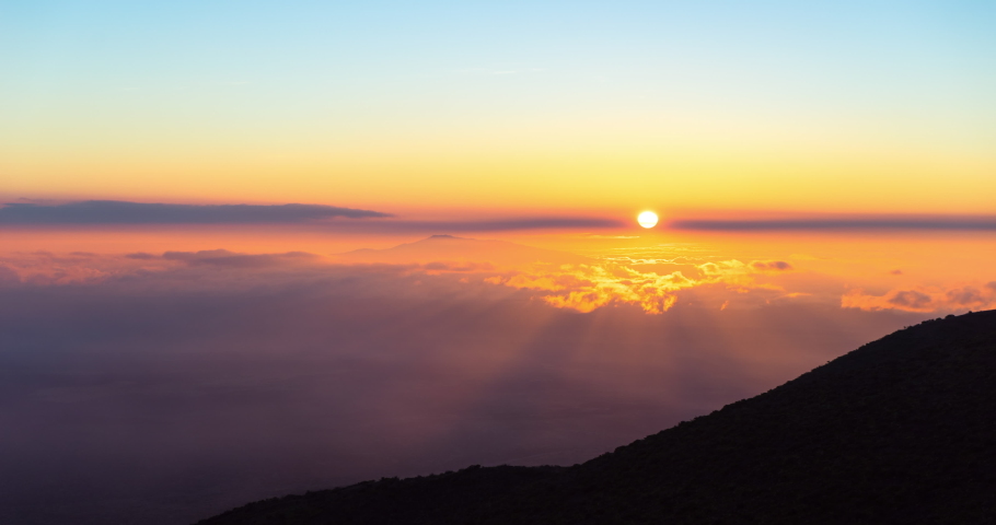 Lockdown time lapse shot of beautiful sunset over natural landscape - Big Island, Hawaii