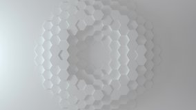Abstract Honeycomb Background Loop wide angle. Bright white 3D animation of a seamless loop of hexagon beehive. Great modern trends. Light, minimal, moving hexagonal grid. Loopable transition - Powered by Shutterstock - Get 15% off with code: PIKWIZARD15