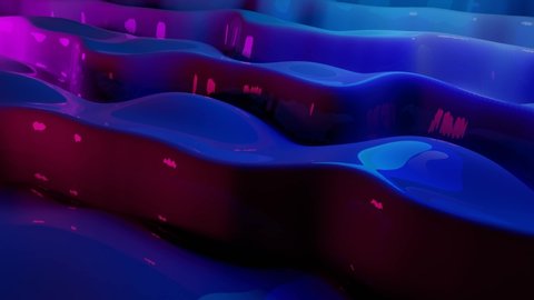 3d render of liquid. Abstract backgrond animation. 4k seamless loop. Wave and ripples ultraviolet lines. 