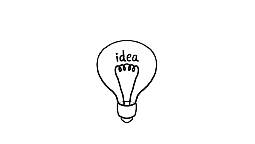 2 Styles of hand drawn light bulb frame by frame 2d animation. Idea concept.