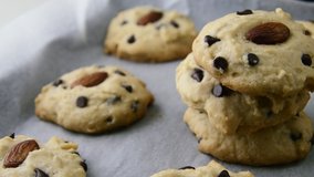 Homemade Chocolate Chip Cookies In Closeup