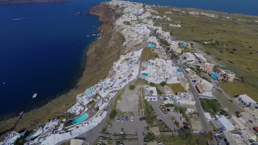 Santorini, Oia amazing aerial footage shot in 4k