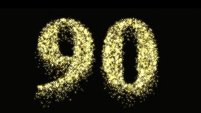 Ninety firework celebration number or gold neon celebration. Ninetieth birthday or anniversary party sparkles - video animation - Powered by Shutterstock - Get 15% off with code: PIKWIZARD15