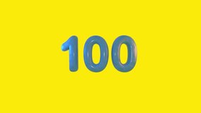 3d hundred number reveal in blue balloon color with yellow background - Powered by Shutterstock - Get 15% off with code: PIKWIZARD15