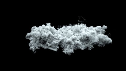 Beautiful Soft Fog on Black Background. Realistic Atmospheric Gray Smoke on Dark Backdrop. Formation White Fume Slowly Floating. Abstract Haze Cloud. Animated Clouds. Smoke Stream Alpha Matte Channel