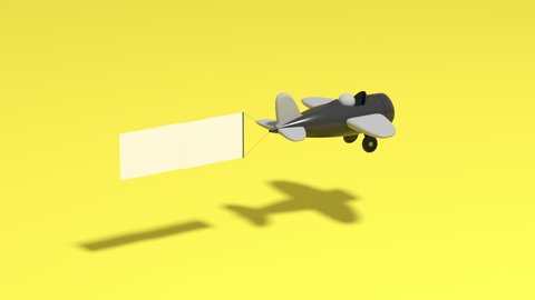 airplane with advertising banner 3D rendering