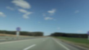 4K video, background blur and defocus, highway, cars and freight transport on a sunny day.
