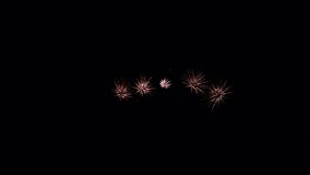 Various Fireworks in the night sky, isolated on black background