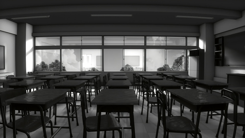 Window view of empty classroom | Shutterstock HD Video #1052535155