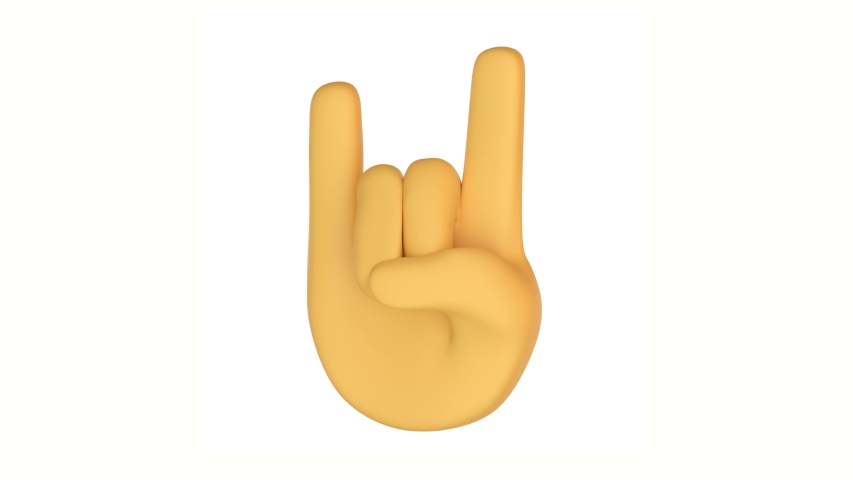 Yellow Rock gesture hand icon. emoji. emoticon. Isolated 3d render illustration Royalty-Free Stock Footage #1052548064