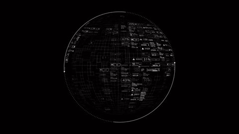 PNG Alpha.HUD.Techno sphere rotating.Looping animation.Technological Sci Fi template.