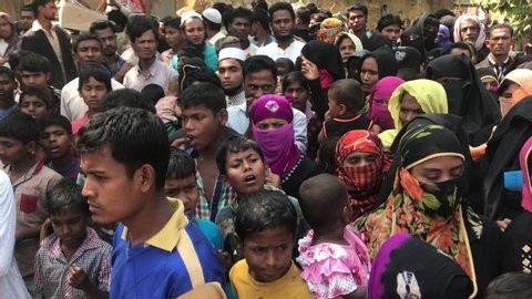 COX' BAZAR, BANGLADESH - APRIL 15, 2020 : Rohingya refugees from Myanmar in Kutupalong refugee camp near Cox's Bazar, Bangladesh.