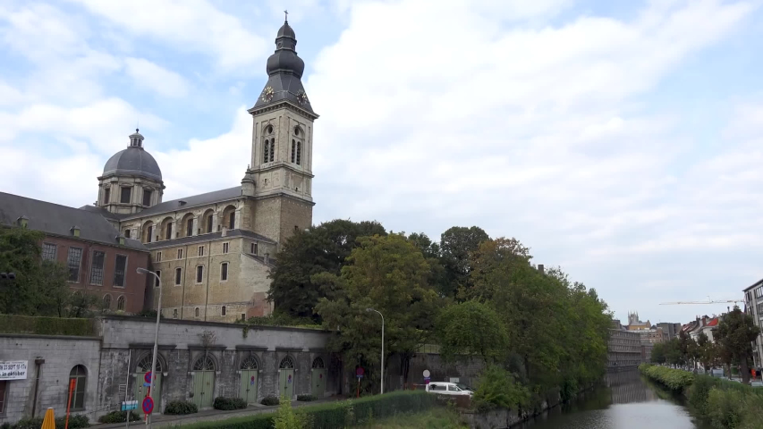 Ghent / Belgium         footage of the river in Ghent , taken by handheld camera 
