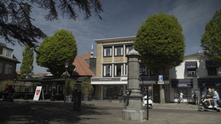 Sunny day at Vierkant square in Lisse
