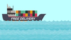Free Delivery container ship mothion graphic animation