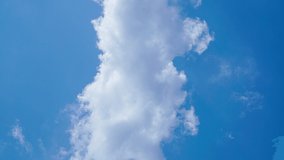 High-quality timelapse video of flying white clouds on the blue sky