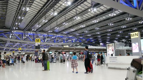 Suvarnabhumi Airport, samut prakan province, Thailand – march29, 2019: passengers in the departure hall at Suvarnabhumi Airport, on March29, 2019.