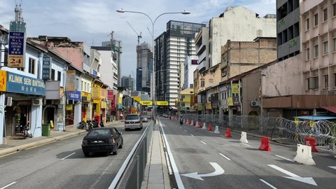 KUALA LUMPUR, MALAYSIA - MAY 15, 2020 : Lockdown near the Jalan Pudu during the 'movement control order' COVID-19 outbreak.