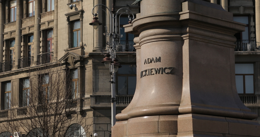 The monument to Adam Mickiewicz in the center of Lviv