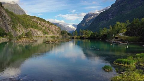 Beautiful Nature Norway natural landscape lovatnet lake.