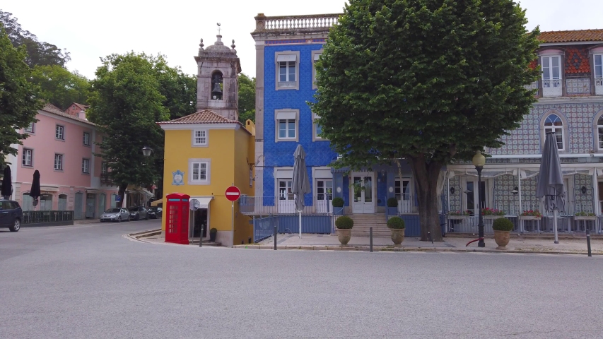 Landscape over the village of Sintra Portugal. Empty streets during the coronavirus pandemic