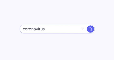 Search engine. Search in the browser bar. Text in the browser bar. Coronavirus. Isolated on a white background.