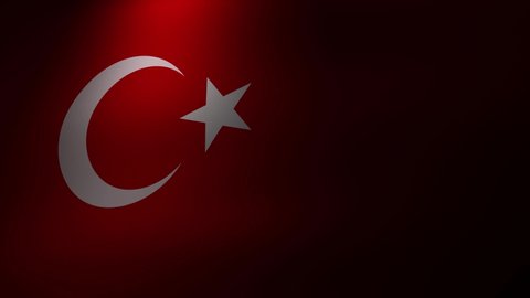 CGI Animated and Close up render of Turkish flag with a spot light on it.