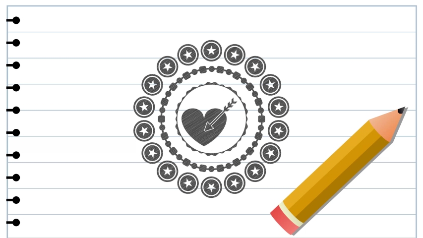 love icon pencil draw. Vector Illustration. Detailed. rotary tendency, conceptual pattern, premium loop animation