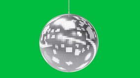 3d rendering disco ball hanging isolated on green screen background