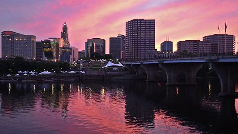 Downtown Hartford, Connecticut skyline from across the Connecticut River.