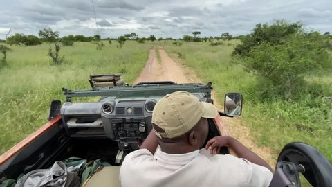 Footage , 18 MAY 2020 , Safari Vehicle Driving (Game drive) at Kruger National Park , South Africa.