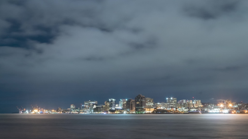 Halifax, Nova Scotia, Skyline, Night TIME-LAPSE (zoom in)