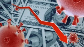  Coronavirus cells rotates on a background of dollars.
The coronavirus impact on the global economy and markets.
COVID-19 concept. 3D render. - Powered by Shutterstock - Get 15% off with code: PIKWIZARD15