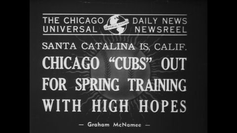 CIRCA 1940 - The Chicago Cubs are seen at spring training on Santa Catalina Island, California.