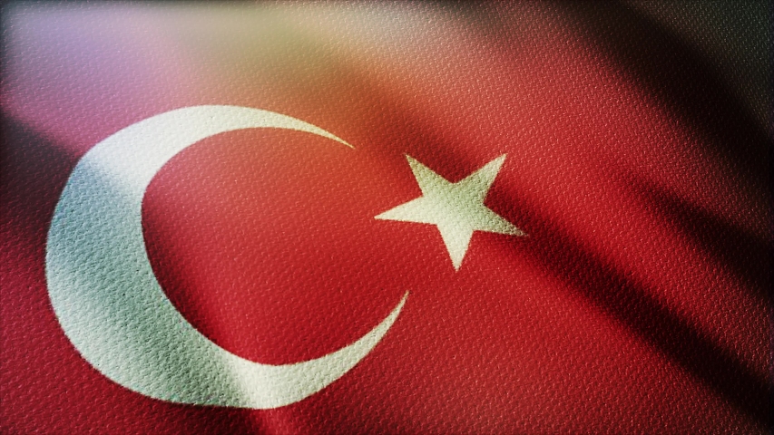 Turkey flag waving in the wind. National flag of Turkey. Great texture 4K Royalty-Free Stock Footage #1052664779