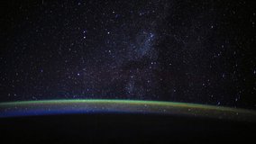 Planet Earth seen from the International Space Station with Milkway and Aurora Australis over the earth, Time Lapse. Images courtesy of NASA. Prores Full HD