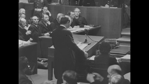 CIRCA 1945 - Hermann Goering, Rudolf Hess, and Joachim von Ribbentrop all plead not guilty at the Nuremberg Trials.