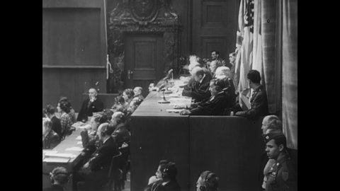 CIRCA 1945 - Rudolf Hess, Joachim von Ribbentrop, and Julius Streicher plead not guilty for crimes against humanity at the Nuremberg trials.